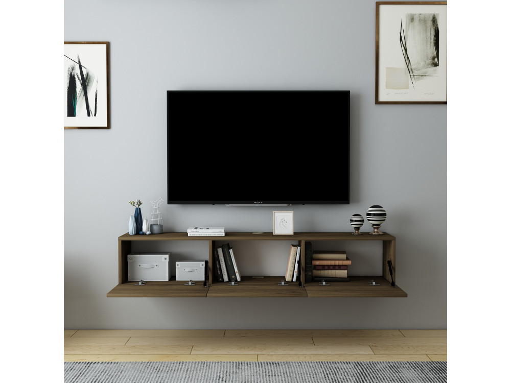 TV-Möbel aus Holz "Denby" - 160 x 31 x 29 cm - Nussbaum