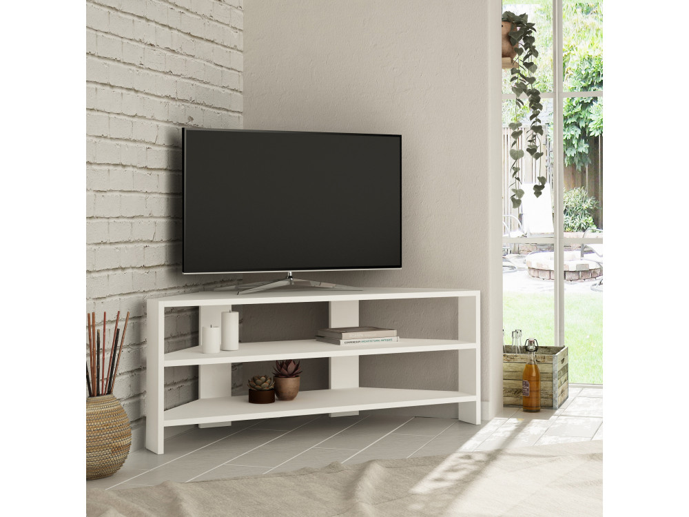 TV-Möbel aus Holz "ThalesCorner" - 110 x 36 x 45 cm - Weiß