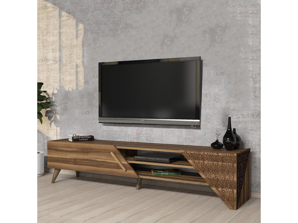 TV-Möbel aus Holz "Beril" - 180 x 40 x 37 cm - Nussbaum