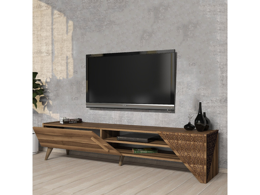 TV-Möbel aus Holz "Beril" - 180 x 40 x 37 cm - Nussbaum