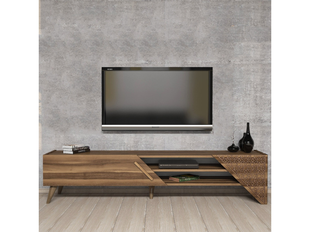 TV-Möbel aus Holz "Beril" - 180 x 40 x 37 cm - Nussbaum