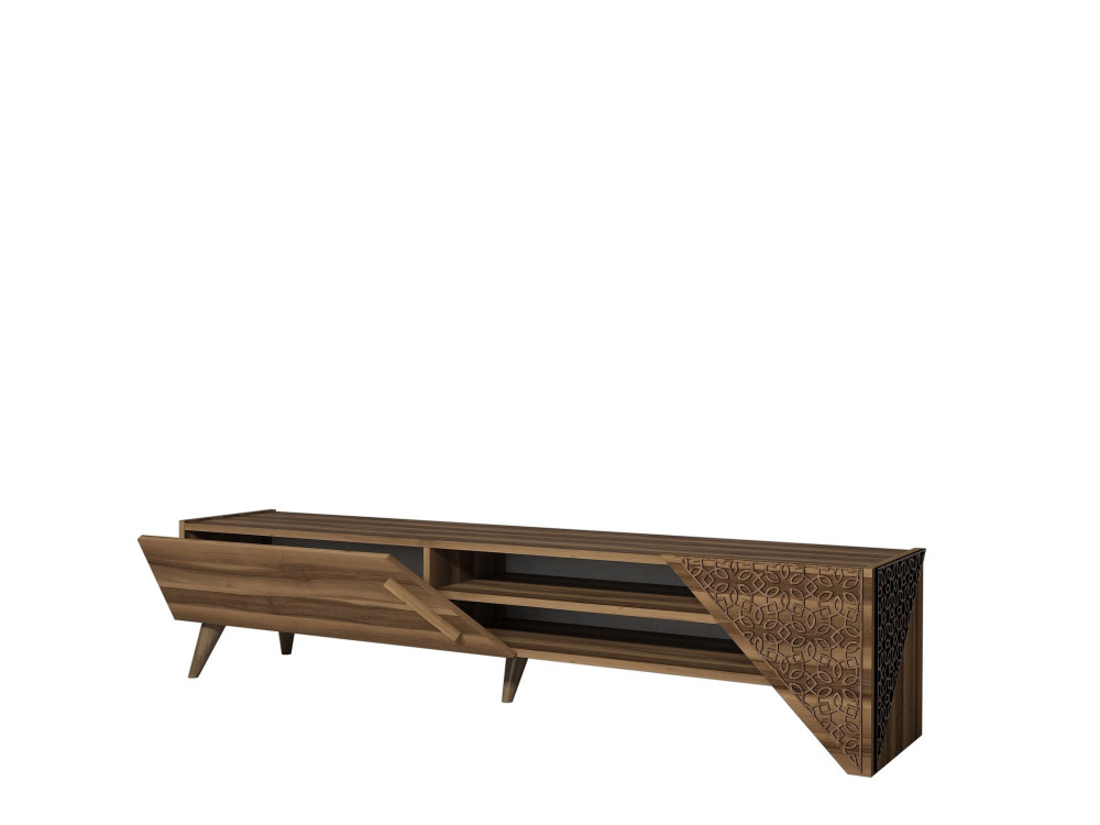 TV-Möbel aus Holz "Beril" - 180 x 40 x 37 cm - Nussbaum