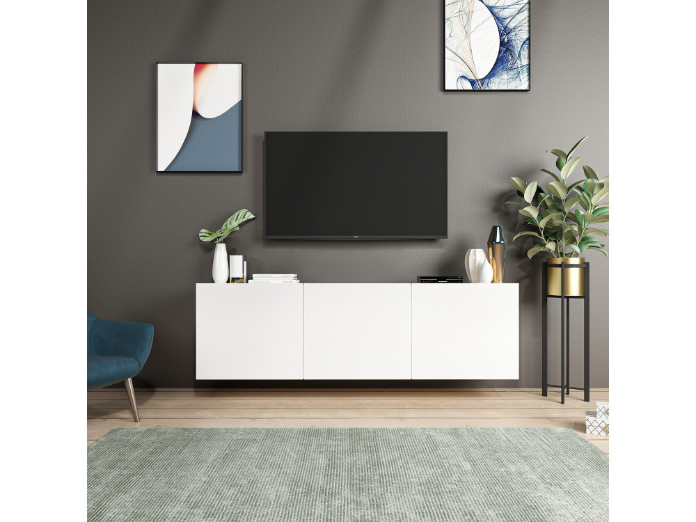 TV-Möbel aus Holz "White" - 150 x 31 x 44 cm - Weiß