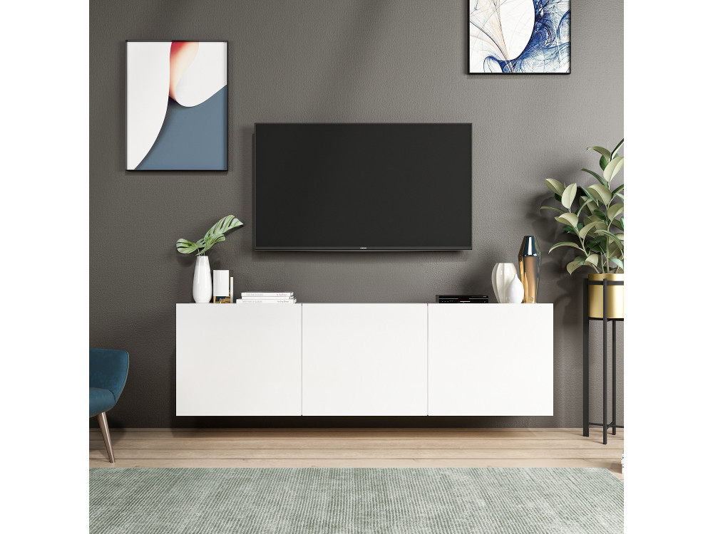 TV-Möbel aus Holz "White" - 150 x 31 x 44 cm - Weiß