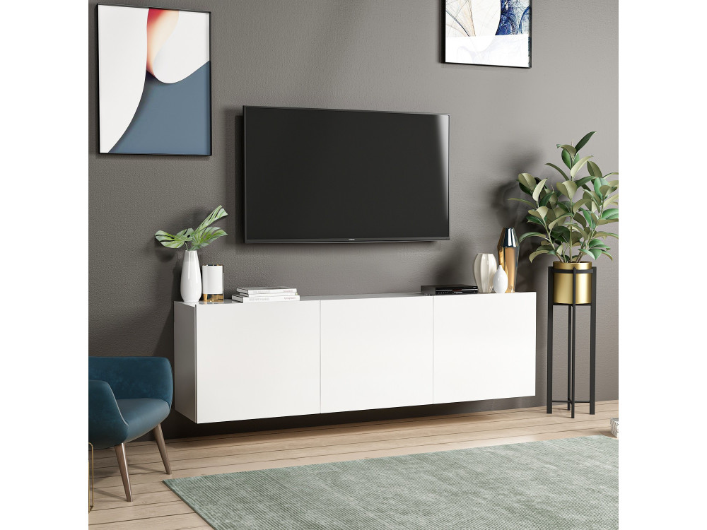 TV-Möbel aus Holz "White" - 150 x 31 x 44 cm - Weiß