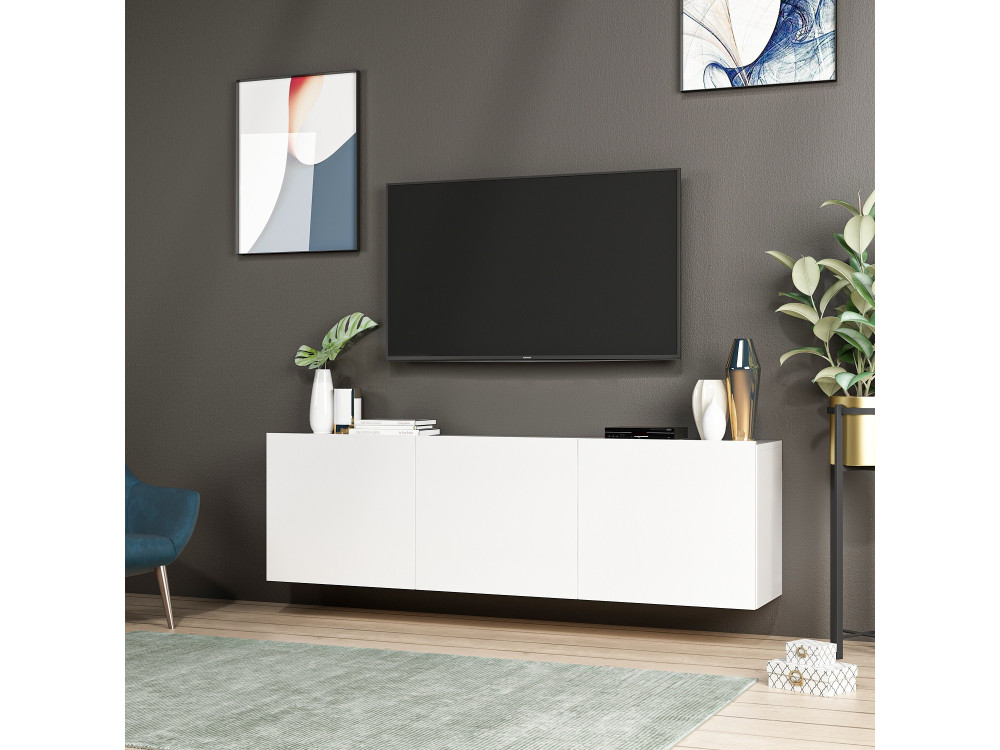 TV-Möbel aus Holz "White" - 150 x 31 x 44 cm - Weiß
