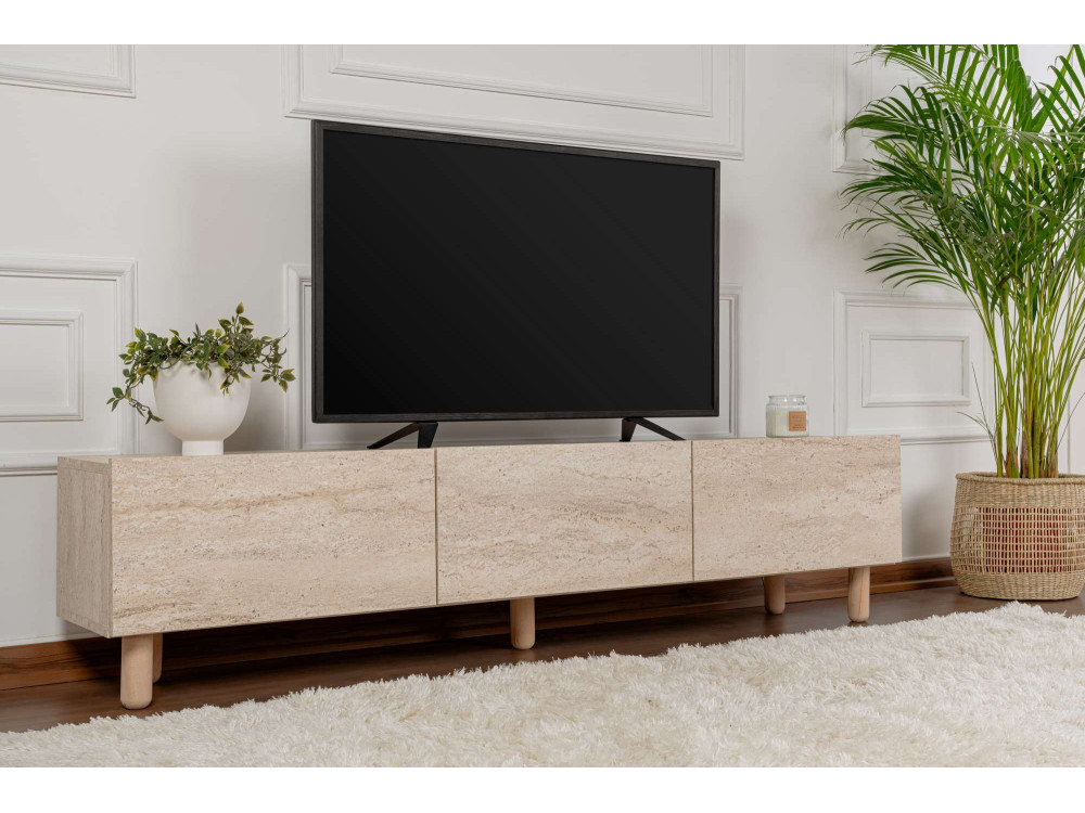 TV-Möbel aus Holz "Alvin" - 180 x 31 x 42 cm - Beige