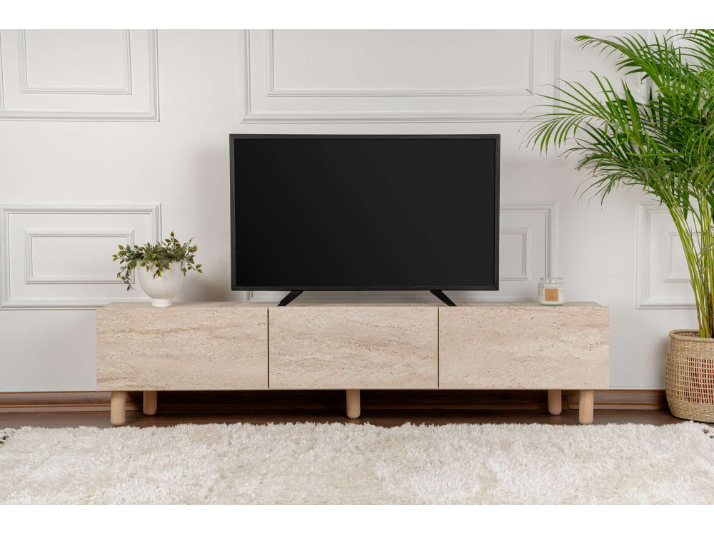 TV-Möbel aus Holz "Alvin" - 180 x 31 x 42 cm - Beige