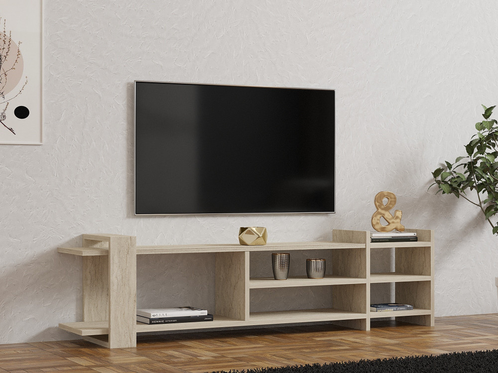 TV-Möbel aus Holz "Zeyna" - 156 x 29 x 40 cm - Travertin