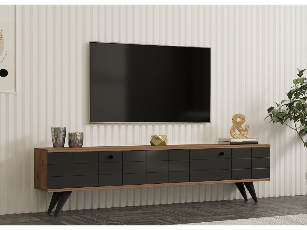 TV-Möbel aus Holz "Alberi" - 160 x 25 x 35 cm - Anthrazitgrau