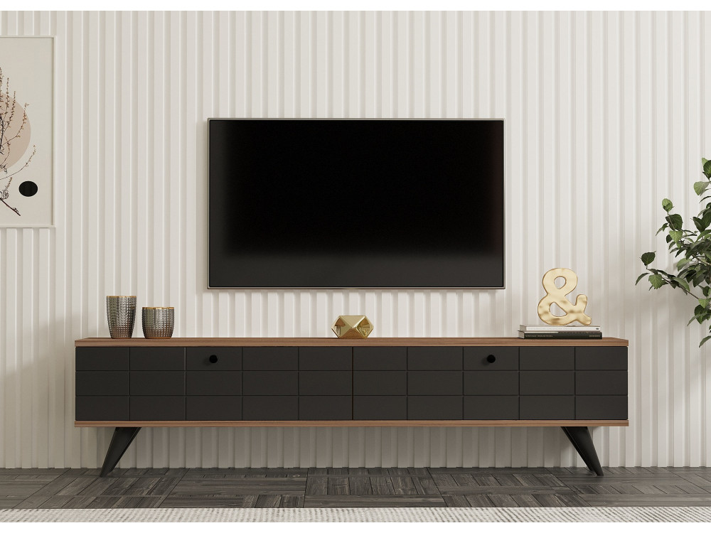 TV-Möbel aus Holz "Alberi" - 160 x 25 x 35 cm - Anthrazitgrau