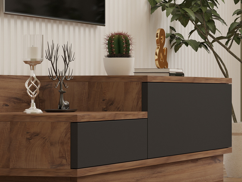 TV-Möbel aus Holz "Asir" - 160 x 35 x 35 cm - Braun