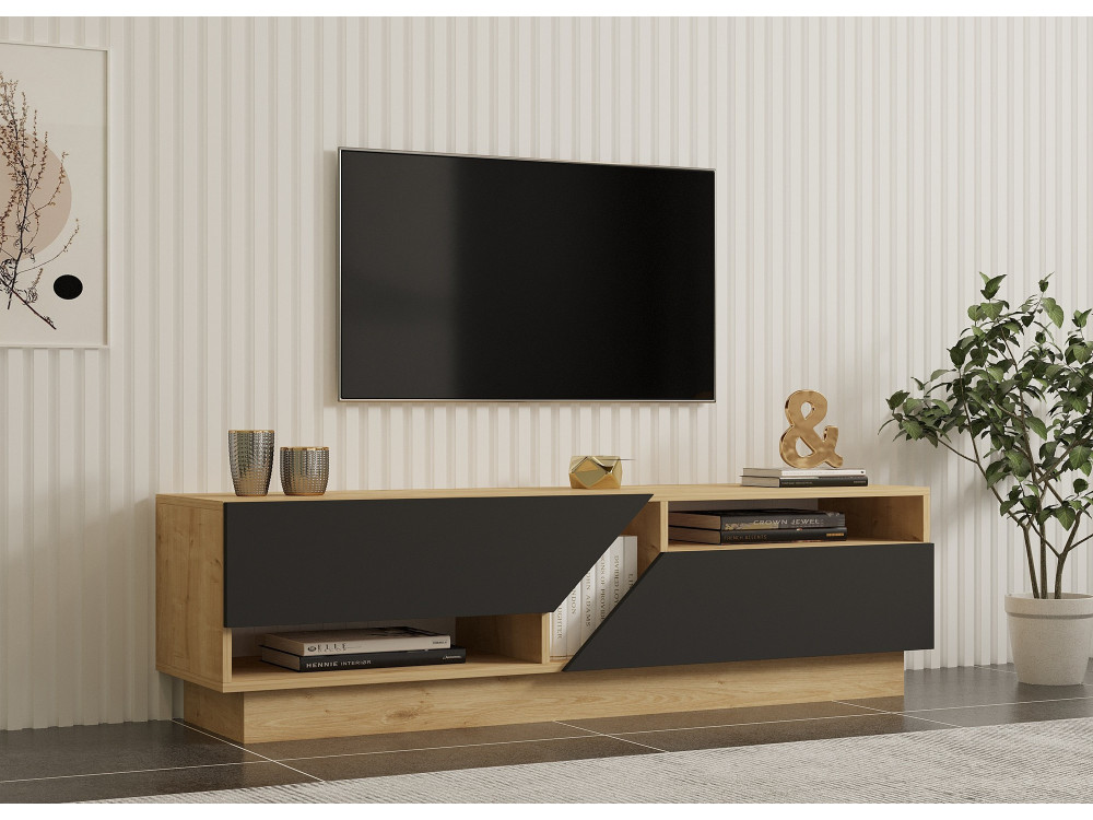 TV-Möbel aus Holz "Yaprak" - 160 x 40 x 45 cm - Saphir, Anthrazit