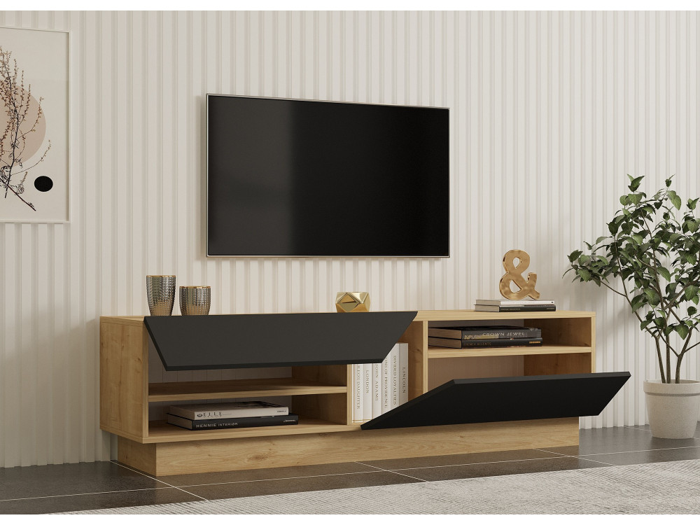 TV-Möbel aus Holz "Yaprak" - 160 x 40 x 45 cm - Saphir, Anthrazit