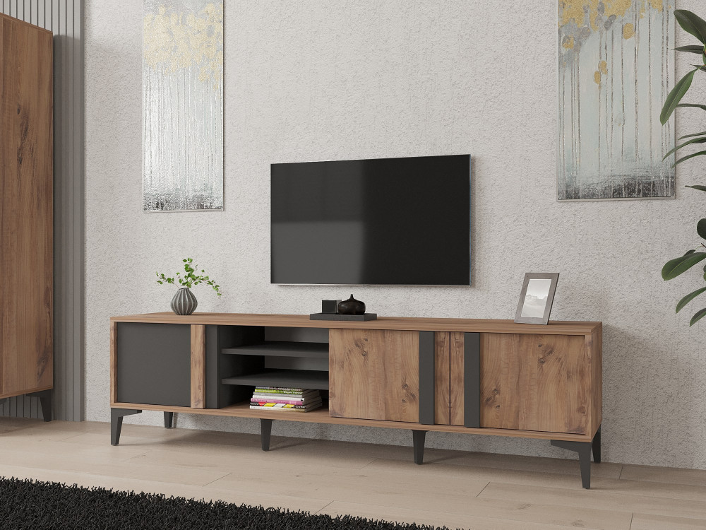 TV-Möbel aus Holz "Mengu" - 180 x 40 x 50 cm - Atlantik, Anthrazit
