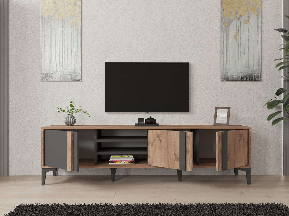TV-Möbel aus Holz "Mengu" - 180 x 40 x 50 cm - Atlantik, Anthrazit
