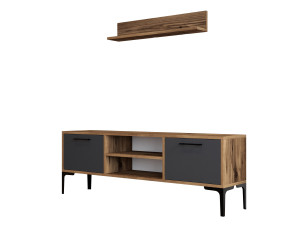 TV-Möbel aus Holz "Riga" - 140 x 30 x 48 cm - NussbaumAnthrazit