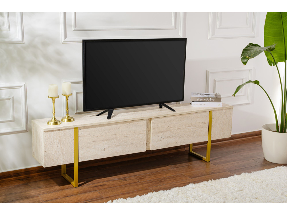 TV-Möbel aus Holz "Serenity" 180 x 30 x 50 cm - Travertin