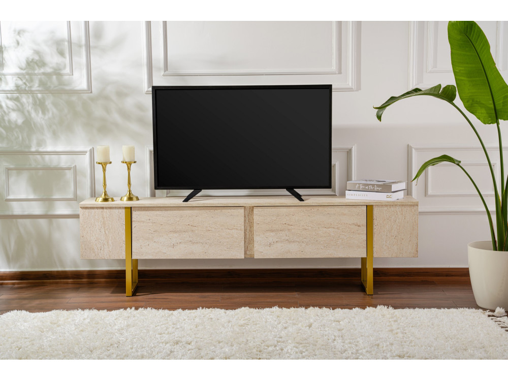 TV-Möbel aus Holz "Serenity" 180 x 30 x 50 cm - Travertin