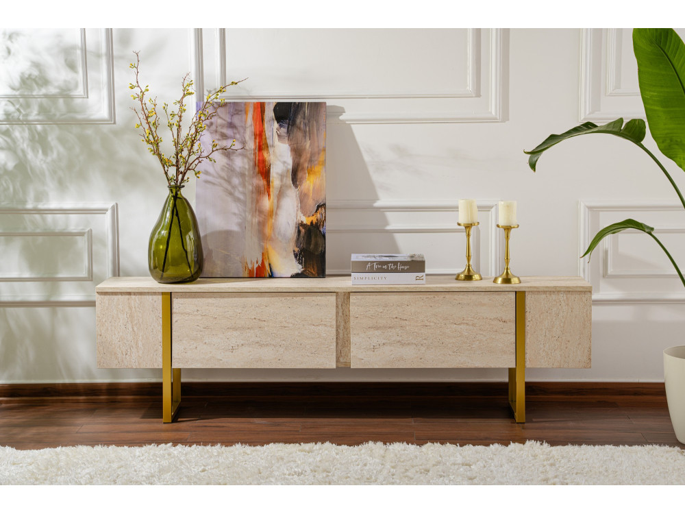 TV-Möbel aus Holz "Serenity" 180 x 30 x 50 cm - Travertin