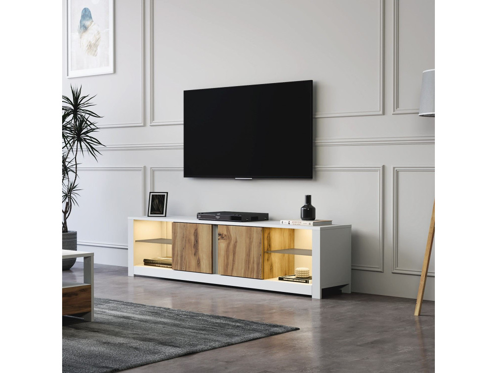 TV-Möbel aus Holz "Aydos" 180 x 35 x 45 cm - Weiß