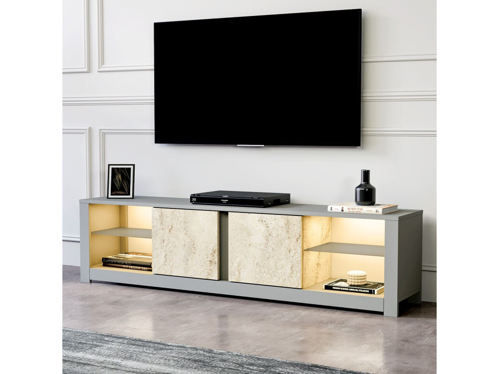 TV-Möbel aus Holz "Aydos" 180 x 35 x 45 cm - Grau