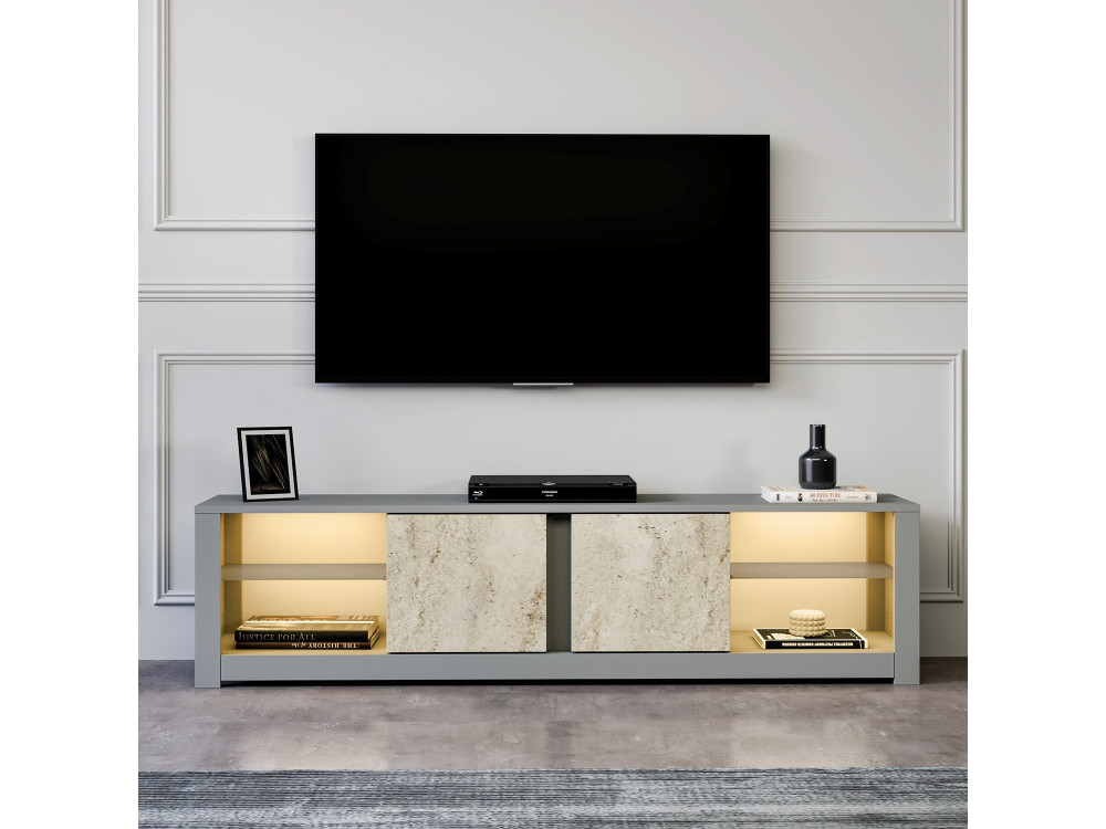 TV-Möbel aus Holz "Aydos" 180 x 35 x 45 cm - Grau
