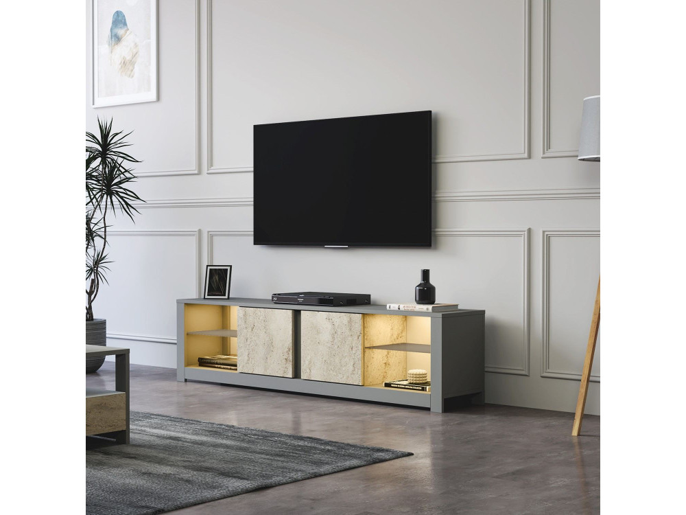 TV-Möbel aus Holz "Aydos" 180 x 35 x 45 cm - Grau