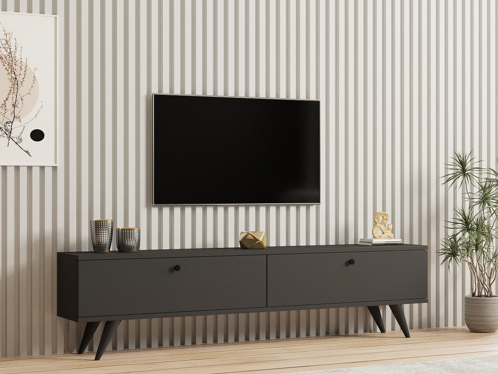 TV-Möbel aus Holz "Parlak" - 160 x 25 x 40 cm - Anthrazitgrau