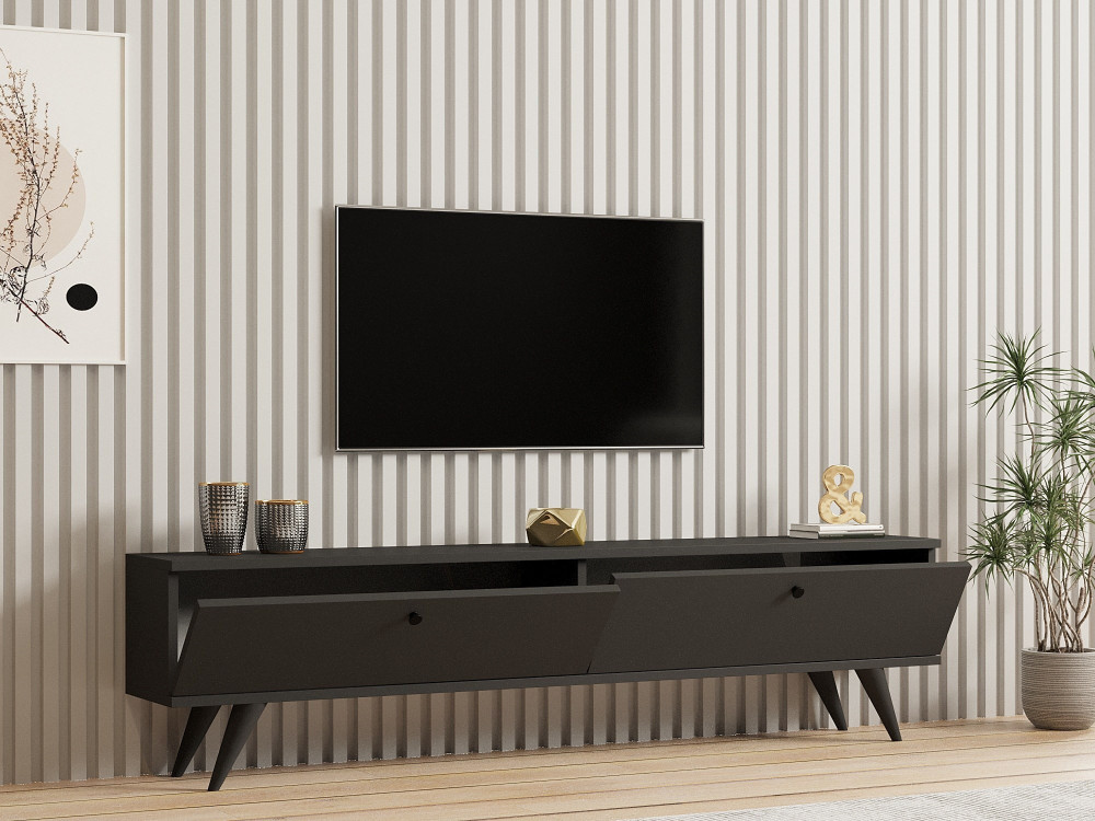 TV-Möbel aus Holz "Parlak" - 160 x 25 x 40 cm - Anthrazitgrau