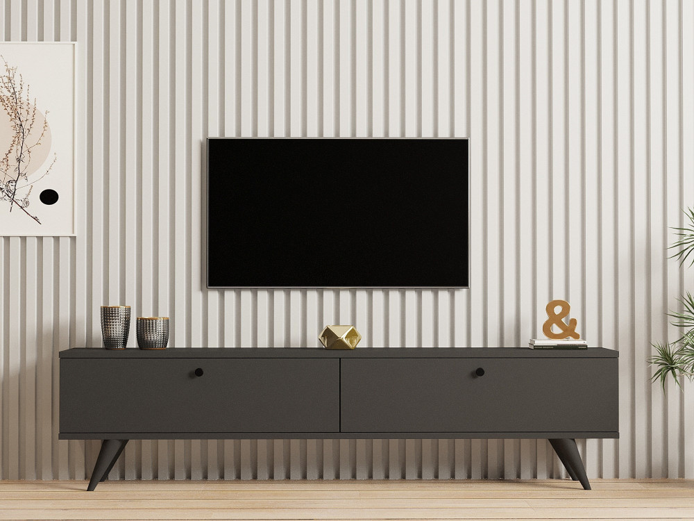 TV-Möbel aus Holz "Parlak" - 160 x 25 x 40 cm - Anthrazitgrau