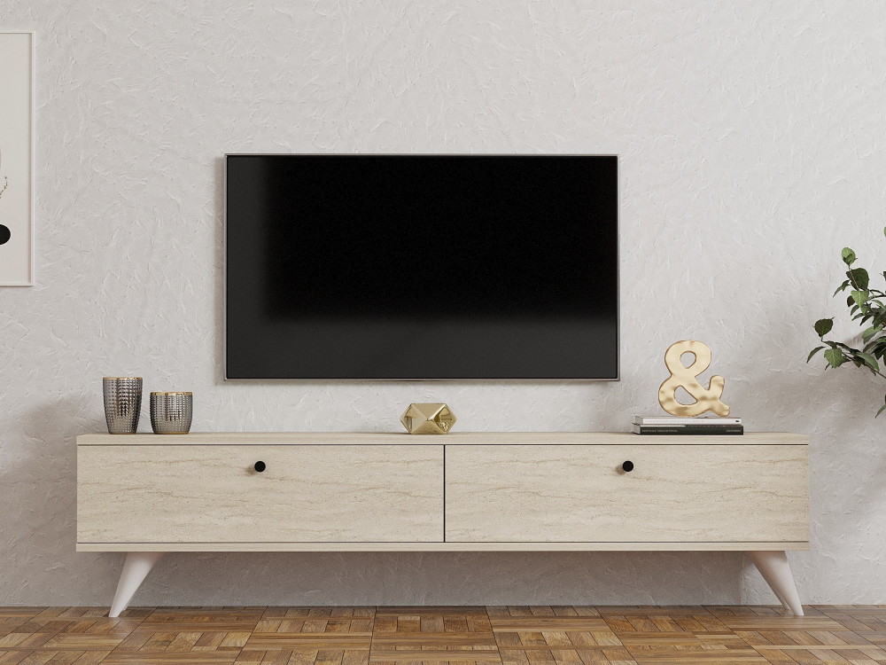 TV-Möbel aus Holz "Parlak" - 160 x 25 x 40 cm - Beige