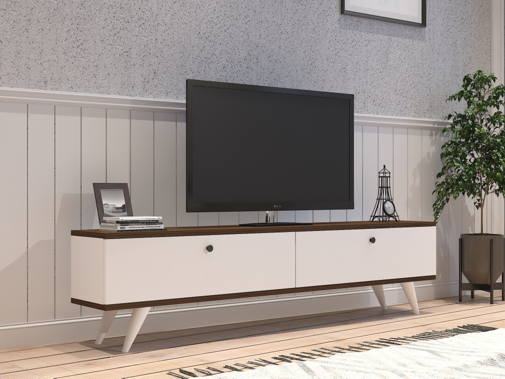 TV-Möbel aus Holz "Parlak" - 160 x 25 x 40 cm - Weiß