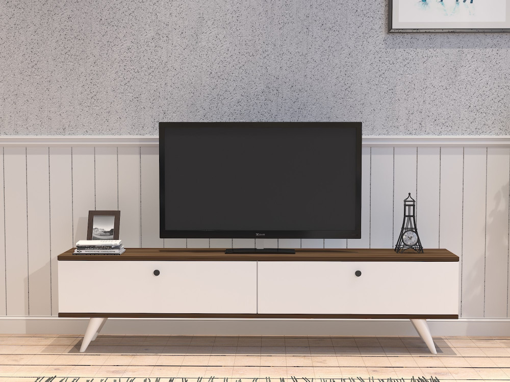 TV-Möbel aus Holz "Parlak" - 160 x 25 x 40 cm - Weiß