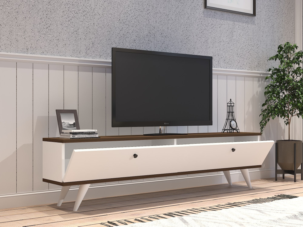 TV-Möbel aus Holz "Parlak" - 160 x 25 x 40 cm - Weiß
