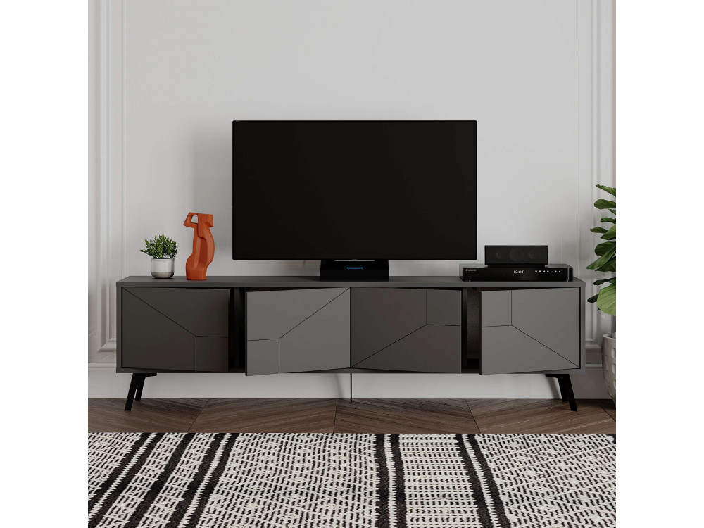 TV-Möbel aus Holz "Dune" - 180 x 29 x 50 cm - Anthrazitgrau