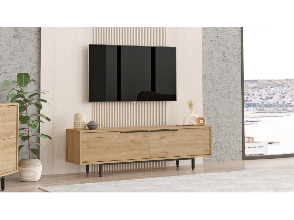 TV-Möbel aus Holz "Calvin" - 160 x 35 x 45 cm - Braun