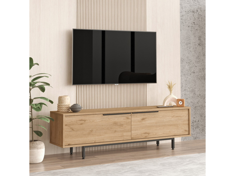 TV-Möbel aus Holz "Calvin" - 160 x 35 x 45 cm - Braun