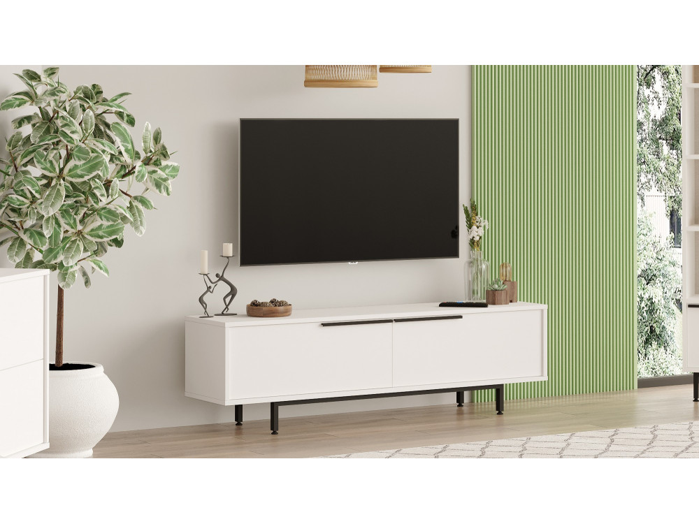 TV-Möbel aus Holz "Calvin" - 160 x 35 x 45 cm - Weiß