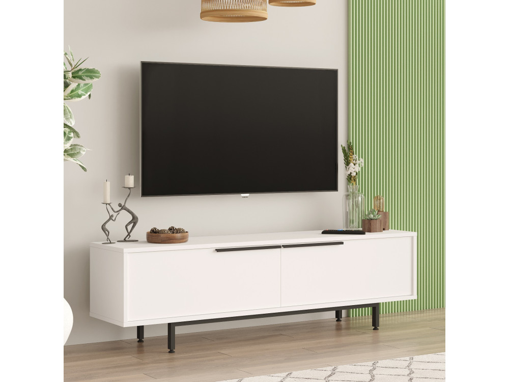 TV-Möbel aus Holz "Calvin" - 160 x 35 x 45 cm - Weiß