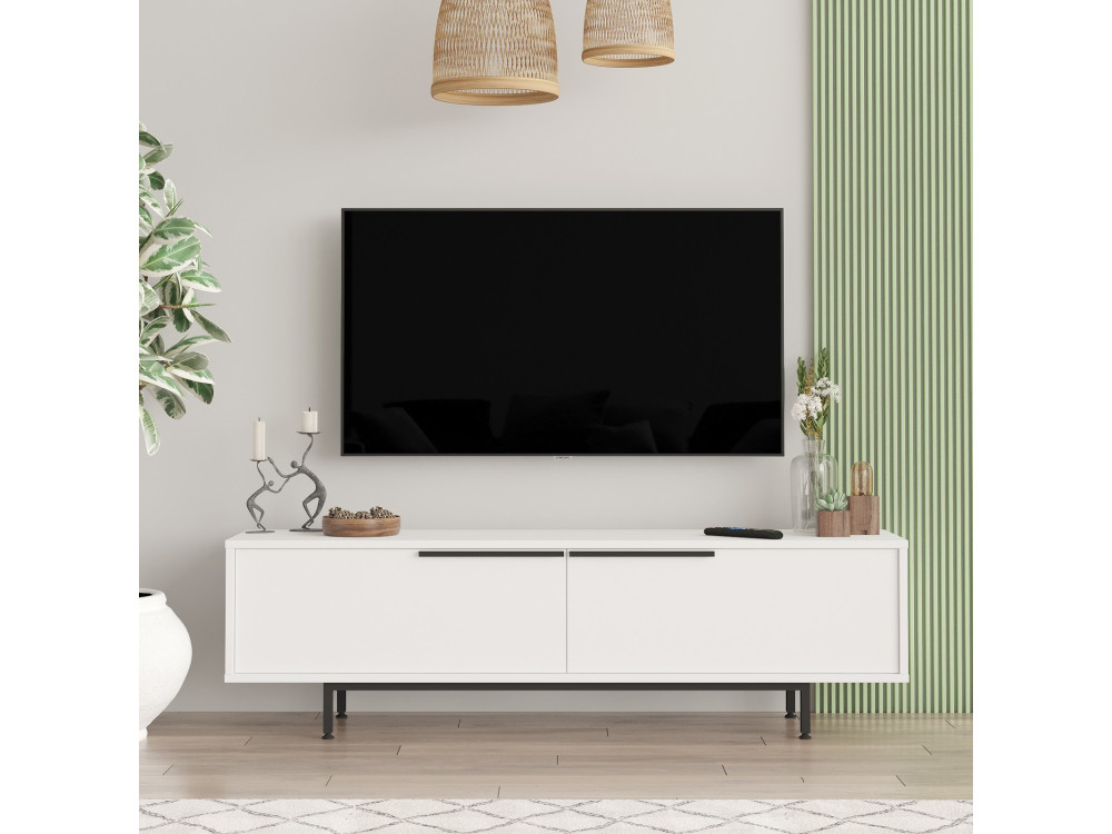 TV-Möbel aus Holz "Calvin" - 160 x 35 x 45 cm - Weiß