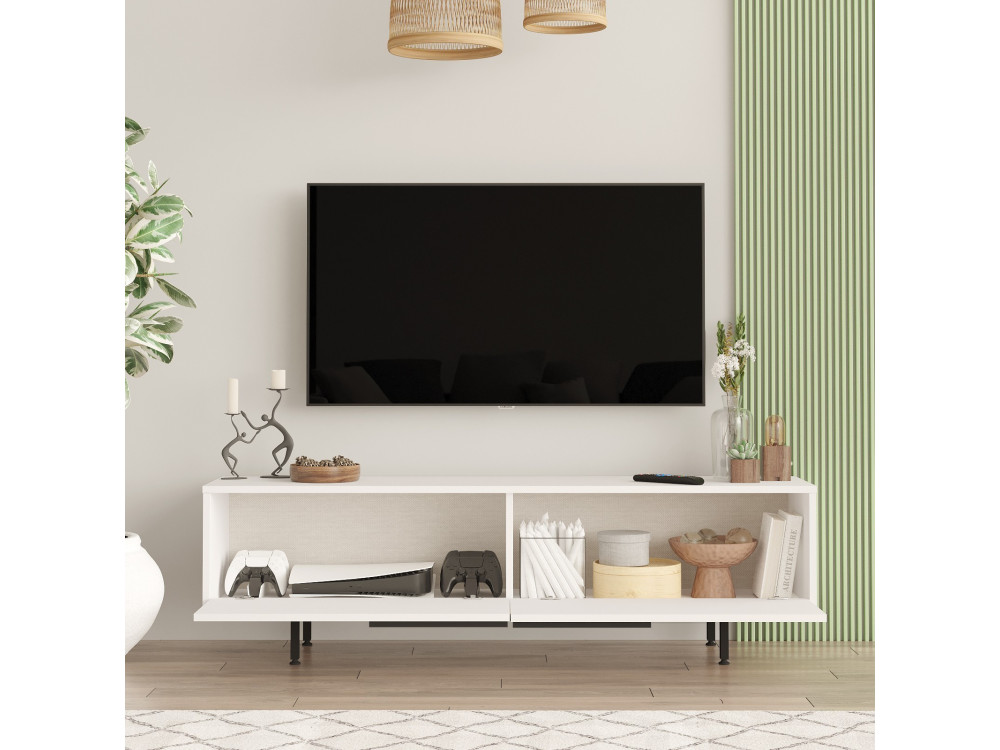 TV-Möbel aus Holz "Calvin" - 160 x 35 x 45 cm - Weiß