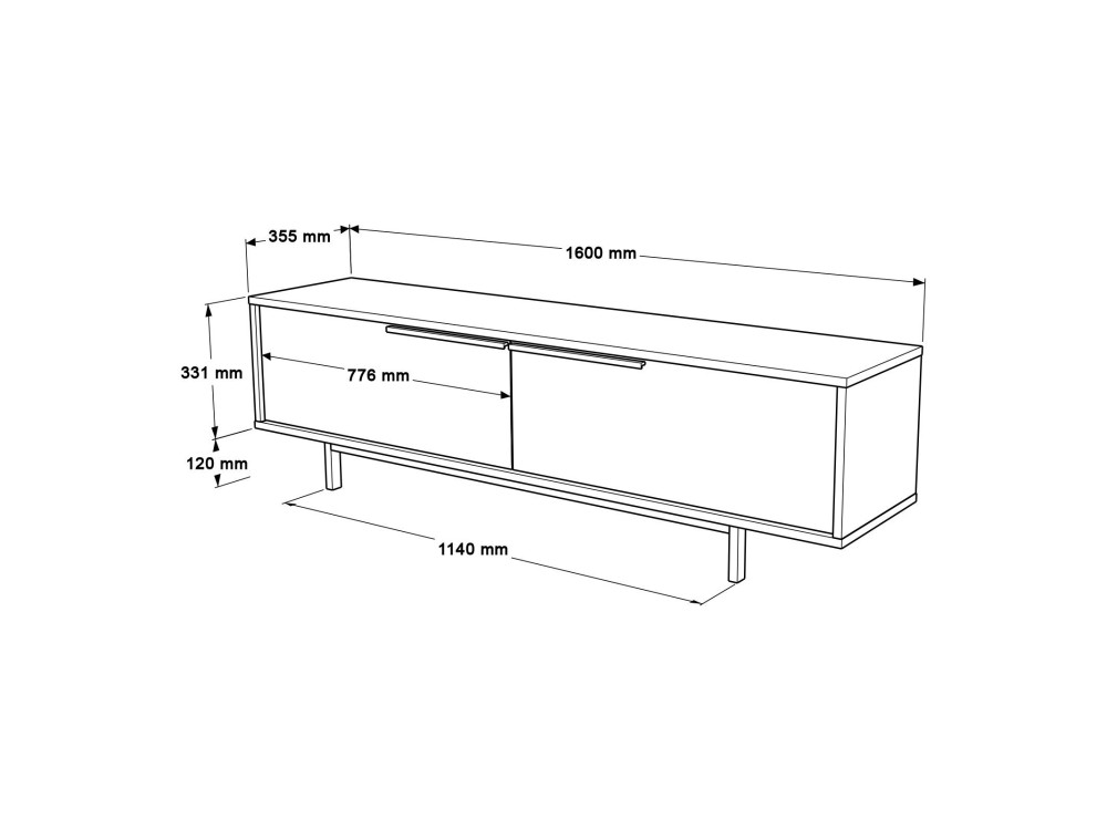 TV-Möbel aus Holz "Calvin" - 160 x 35 x 45 cm - Weiß