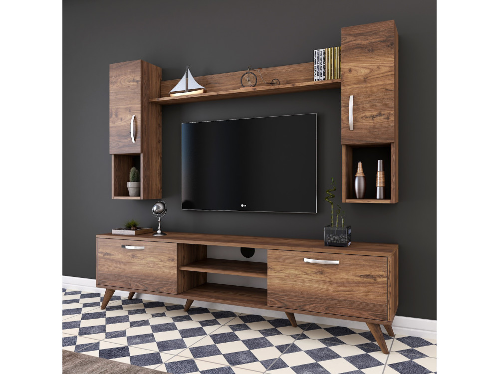 TV-Möbel-Set aus Holz "Mezalun" - 180 x 35 x 48 cm - Braun