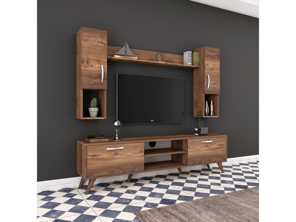 TV-Möbel-Set aus Holz "Mezalun" - 180 x 35 x 48 cm - Braun