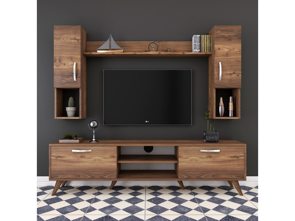 TV-Möbel-Set aus Holz "Mezalun" - 180 x 35 x 48 cm - Braun