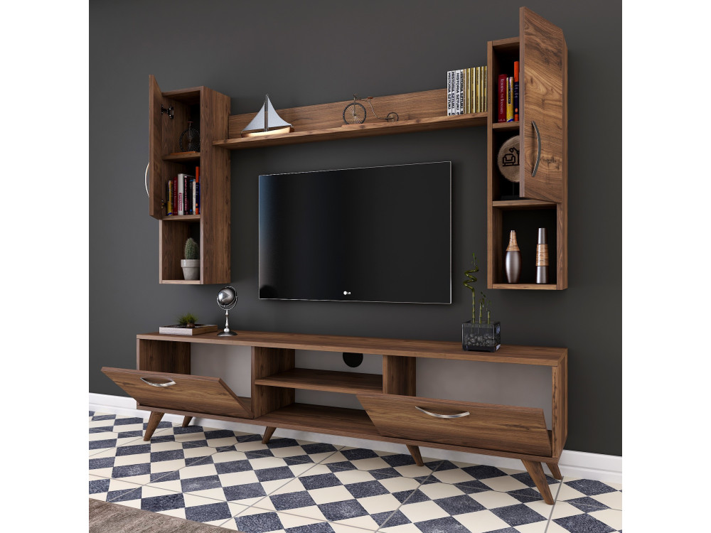 TV-Möbel-Set aus Holz "Mezalun" - 180 x 35 x 48 cm - Braun