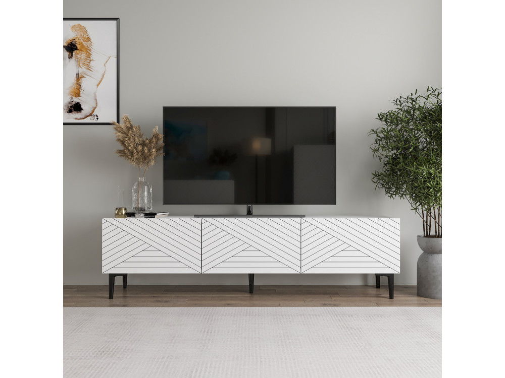 TV-Möbel aus Holz "Felix" - 160 x 31 x 44 cm - Weiß
