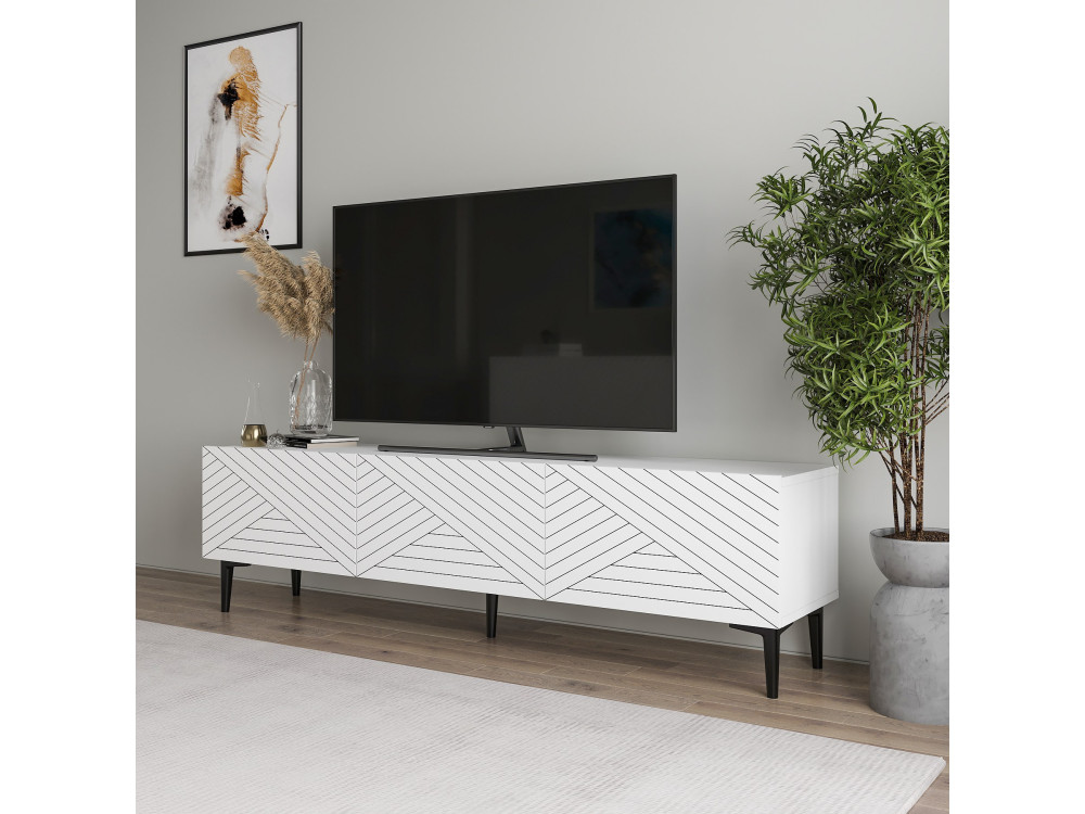 TV-Möbel aus Holz "Felix" - 160 x 31 x 44 cm - Weiß