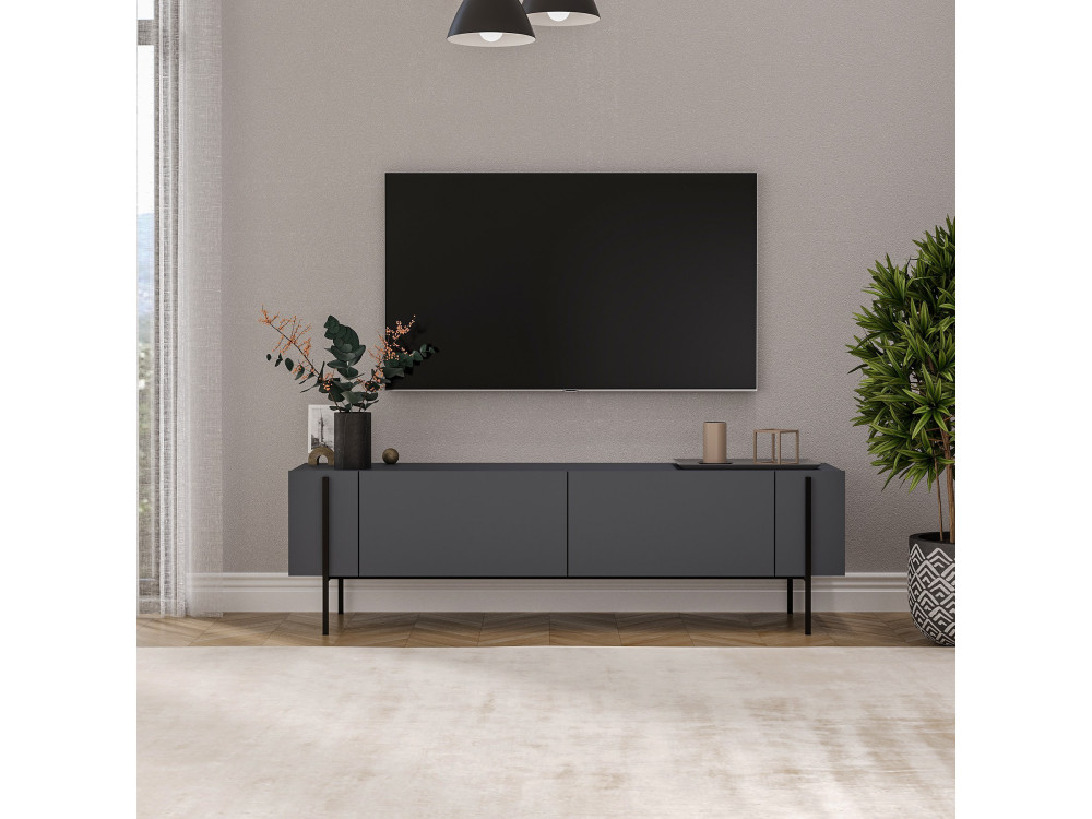 TV-Möbel aus Holz "Herman" - 160 x 31 x 45 cm - Anthrazitgrau